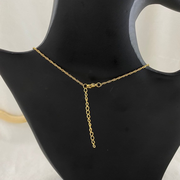 18K Yellow Gold Plated Stainless Steel Twisted Water Wave Chain Necklace - Picture 10 of 11